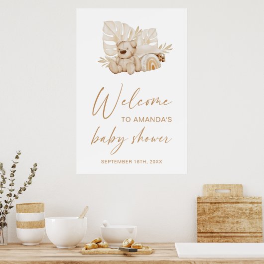 Boho Watercolor Baby Borrel Ontvangst Poster (Keuken)