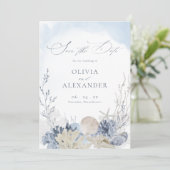 Boho Watercolor Beach Wedding Photo Save The Date (Staand voorkant)