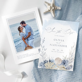 Boho Watercolor Beach Wedding Photo Save The Date
