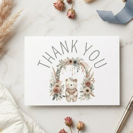 Boho Watercolor Beer Baby Shower Bedankkaart