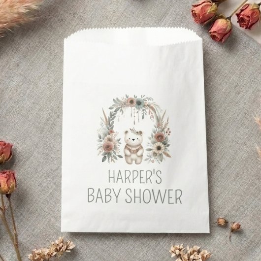 Boho Watercolor Beer Baby Shower Bedankzakje