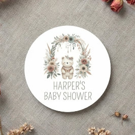 Boho Watercolor Beer Baby Shower Ronde Sticker