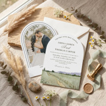 Boho Watercolor Berg Boog Foto Bruiloft Minima