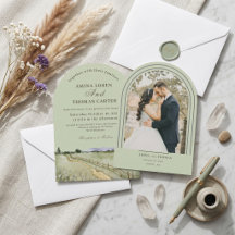 Boho Watercolor Berg Boog Foto Bruiloft Minima