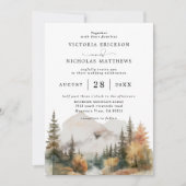 Boho Watercolor Berg Budget QR code Huwelijk Kaart (Voorkant)