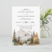 Boho Watercolor Berg Budget QR code Huwelijk Kaart (Staand voorkant)
