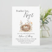 Boho Watercolor Bird Nest Baby Shower Kaart (Staand voorkant)