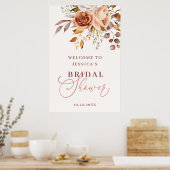 Boho Watercolor Bloem Bruidsfeest Verwelkoming Poster (Keuken)