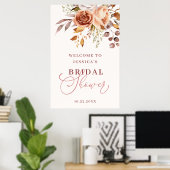 Boho Watercolor Bloem Bruidsfeest Verwelkoming Poster (Thuiskantoor)