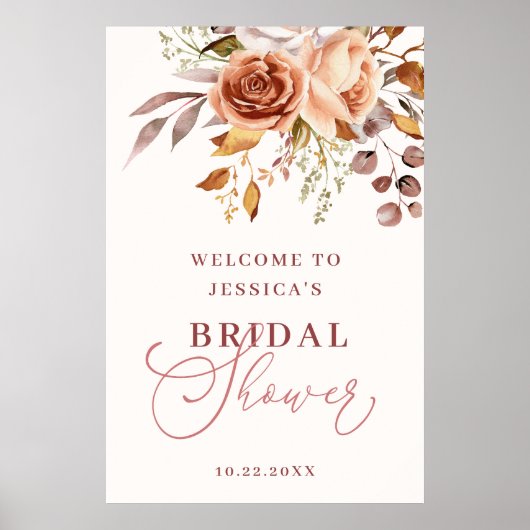 Boho Watercolor Bloem Bruidsfeest Verwelkoming Poster (Voorkant)