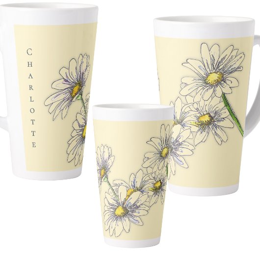 Boho Watercolor Bloem Daisy Kerstcadeau Latte Mok