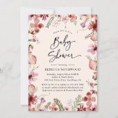 Boho Watercolor Bloem Meisje Baby Shower Kaart (Voorkant)