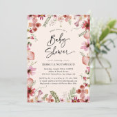 Boho Watercolor Bloem Meisje Baby Shower Kaart (Staand voorkant)