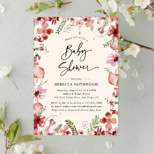 Boho Watercolor Bloem Meisje Baby Shower Kaart