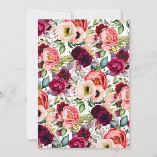 Boho Watercolor Bloemachtige Bruidsbrunch Kaart (Achterkant)