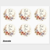 Boho Watercolor Bloemen Bedankt Sticker – Elegant (Vel)