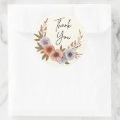 Boho Watercolor Bloemen Bedankt Sticker – Elegant (Tas)