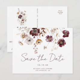 Boho Watercolor Bloemen Bruiloft Save the Date Briefkaart