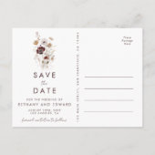 Boho Watercolor Bloemen Bruiloft Save the Date Briefkaart (Achterkant)