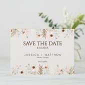 Boho Watercolor Bloemen Bruiloftsfoto Save The Date (Staand voorkant)