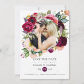 Boho Watercolor Bloemen Bruiloftsfoto Save The Date (Voorkant)