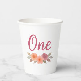 Boho  Watercolor Bloemen Eerste Verjaardag  Papieren Bekers