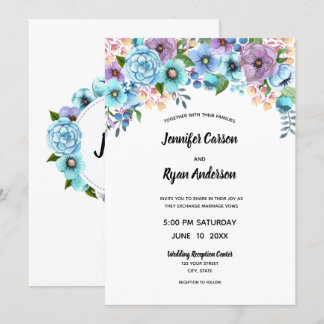 Boho Watercolor Bloemen Lilac & Teal Personaliseer Kaart