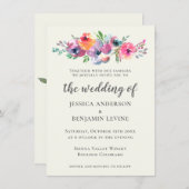 Boho Watercolor Bloemen Moderne Elegante Trouwdag Kaart (Voorkant / Achterkant)