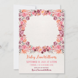 Boho Watercolor Bloemen Nieuwe Geboorte Foto van B Aankondiging
