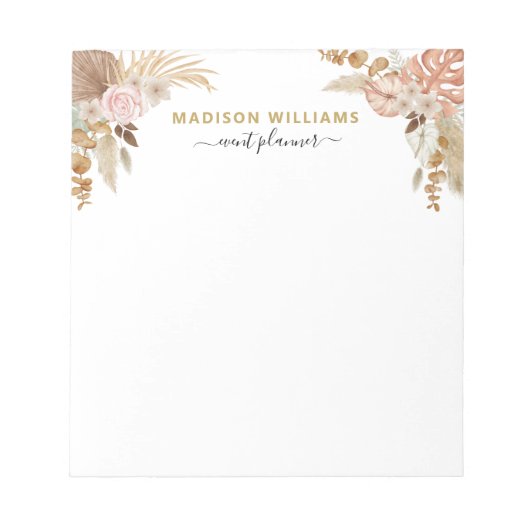 Boho Watercolor Bloemen Notitieblok (Voorkant)