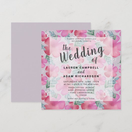 Boho Watercolor Bloemen Roze Trouw (Voorkant / Achterkant)