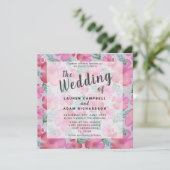 Boho Watercolor Bloemen Roze Trouw (Staand voorkant)