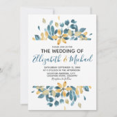 Boho Watercolor Bloemen Teal Geel bruiloft Kaart (Voorkant)