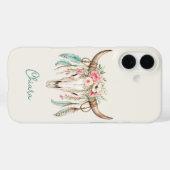 Boho Watercolor Bloemige Koeien schedel Case-Mate iPhone Case (Achterkant (horizontaal))
