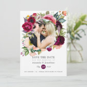 Boho Watercolor Bloemige Trouwfoto Save The Date (Staand voorkant)