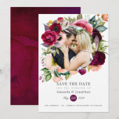 Boho Watercolor Bloemige Trouwfoto Save The Date (Voorkant / Achterkant)