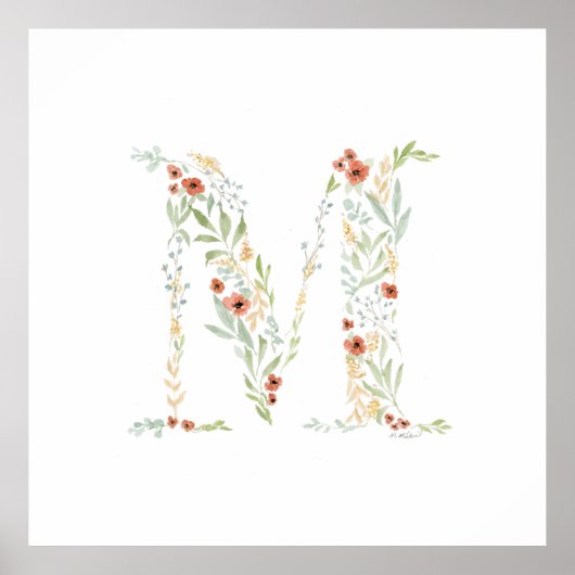 Boho Watercolor Bloemstuk  Poster (Voorkant)