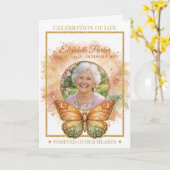 Boho Watercolor Butterfly Funeral Program Template Kaart (Gele Bloem)