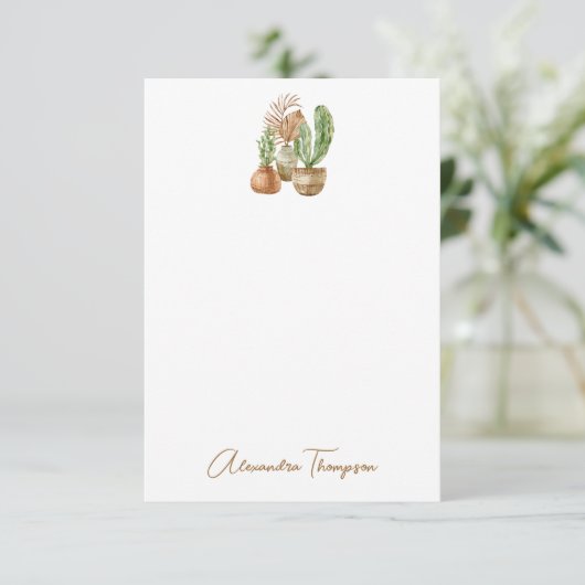 Boho Watercolor Cactus Pampas Plant Bruiloft Bedankkaart (Staand voorkant)