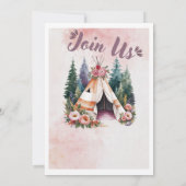 Boho Watercolor Camping Uitnodiging (Achterkant)