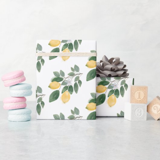 Boho Watercolor Citroenen & Groene Gift Cadeaupapier (Baby Shower)