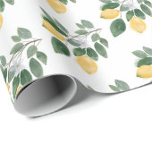 Boho Watercolor Citroenen & Groene Gift Cadeaupapier (Rol Hoek)