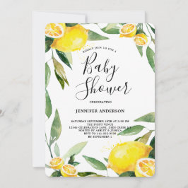 Boho Watercolor Citroenkrans Baby Shower Kaart