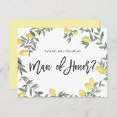 Boho Watercolor Citroenkrans Man van Eer Kaart (Voorkant / Achterkant)