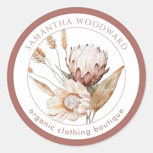 Boho Watercolor Clothing Boutique - Wildflowers Ronde Sticker (Voorkant)
