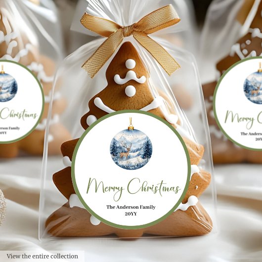 Boho Watercolor Cozy Winter Scene Rustic Christmas Ronde Sticker