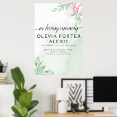 Boho Watercolor Eucalyptus Bladeren Funeral Welkom Poster (Thuiskantoor)