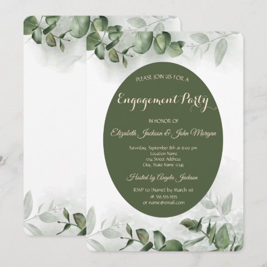Boho Watercolor Eucalyptus Groene Begroeiing Verl Kaart (Voorkant / Achterkant)