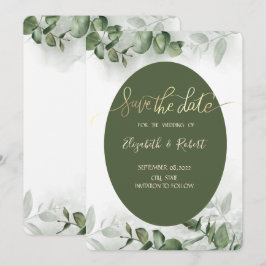 Boho Watercolor Eucalyptus Groene Save The Date