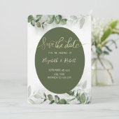 Boho Watercolor Eucalyptus Groenery Save The Date (Staand voorkant)